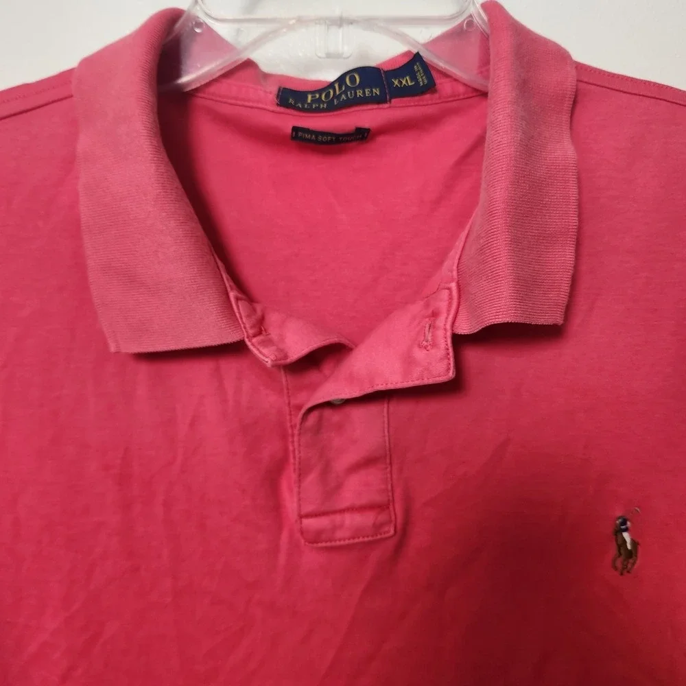 Polo Ralph Lauren‎ Red Pima Soft Touch Polo Shirt Embroidered Flesh Pony XXL